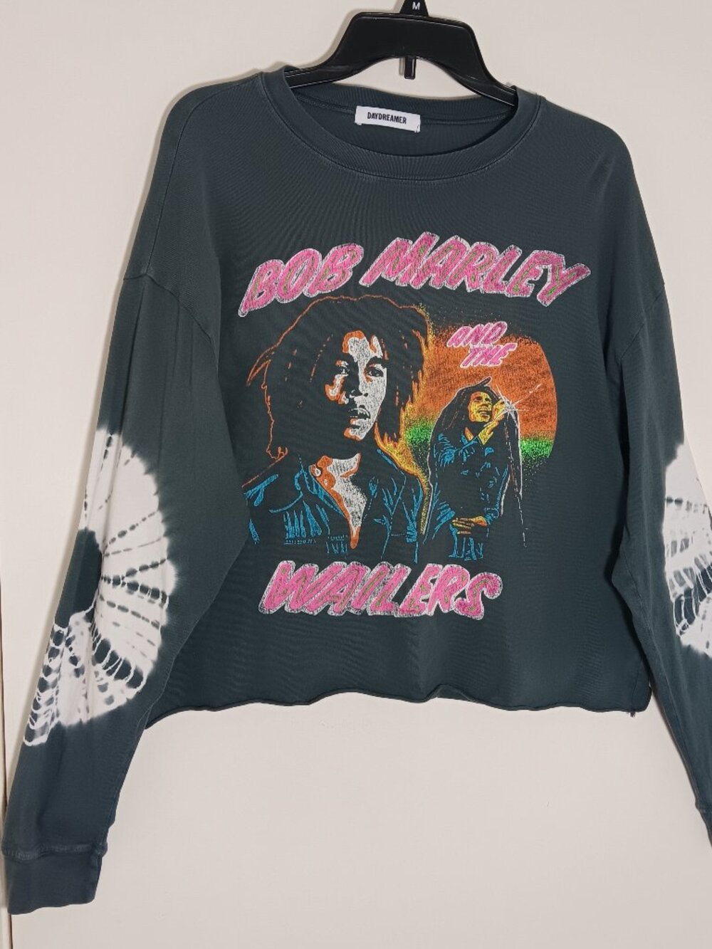 Daydreamer Bob Marley the Wailers crop sweatshirt tie dye sleeve graphic womens